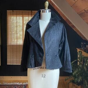 Suede Bomber Jacket Leopard Vintage 80s